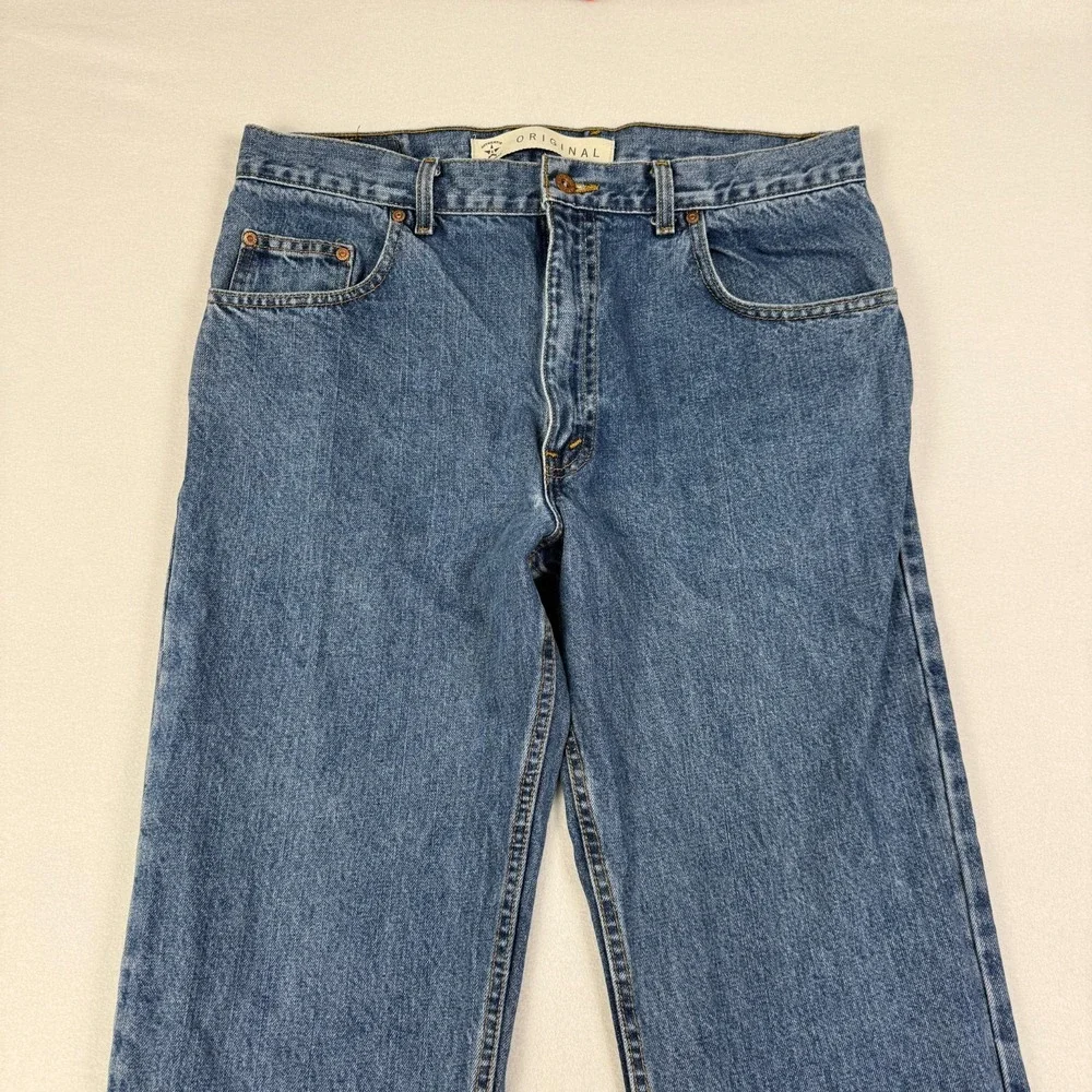 Arizona Mens Jeans Size 36x30 Straight Relaxed Fit Medium Wash Blue Denim‎